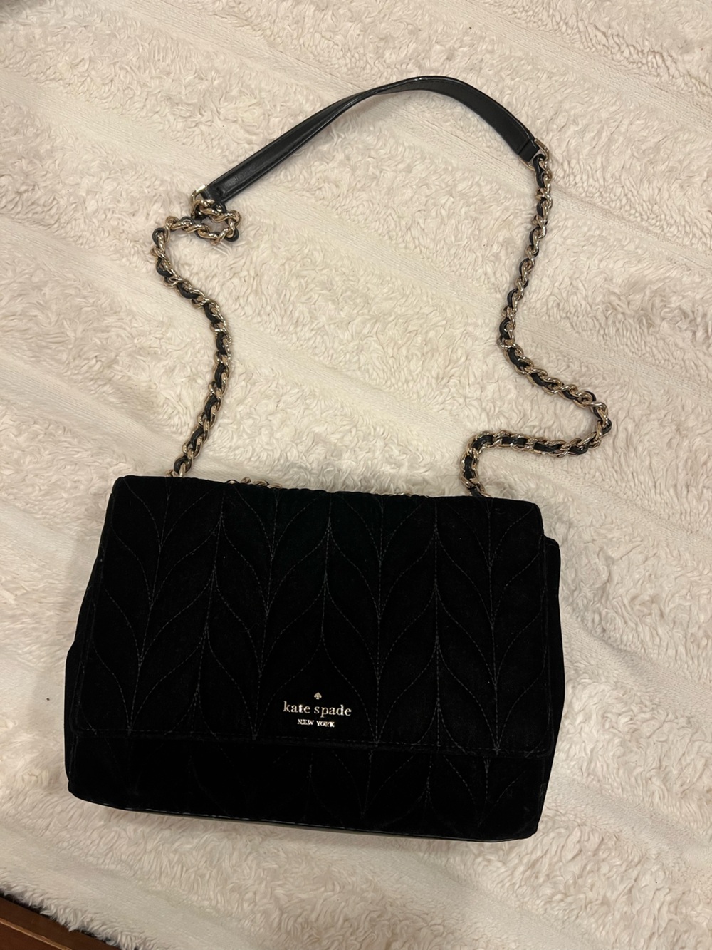 Kate Spade Black Quilted Crossbody with Chain Strap